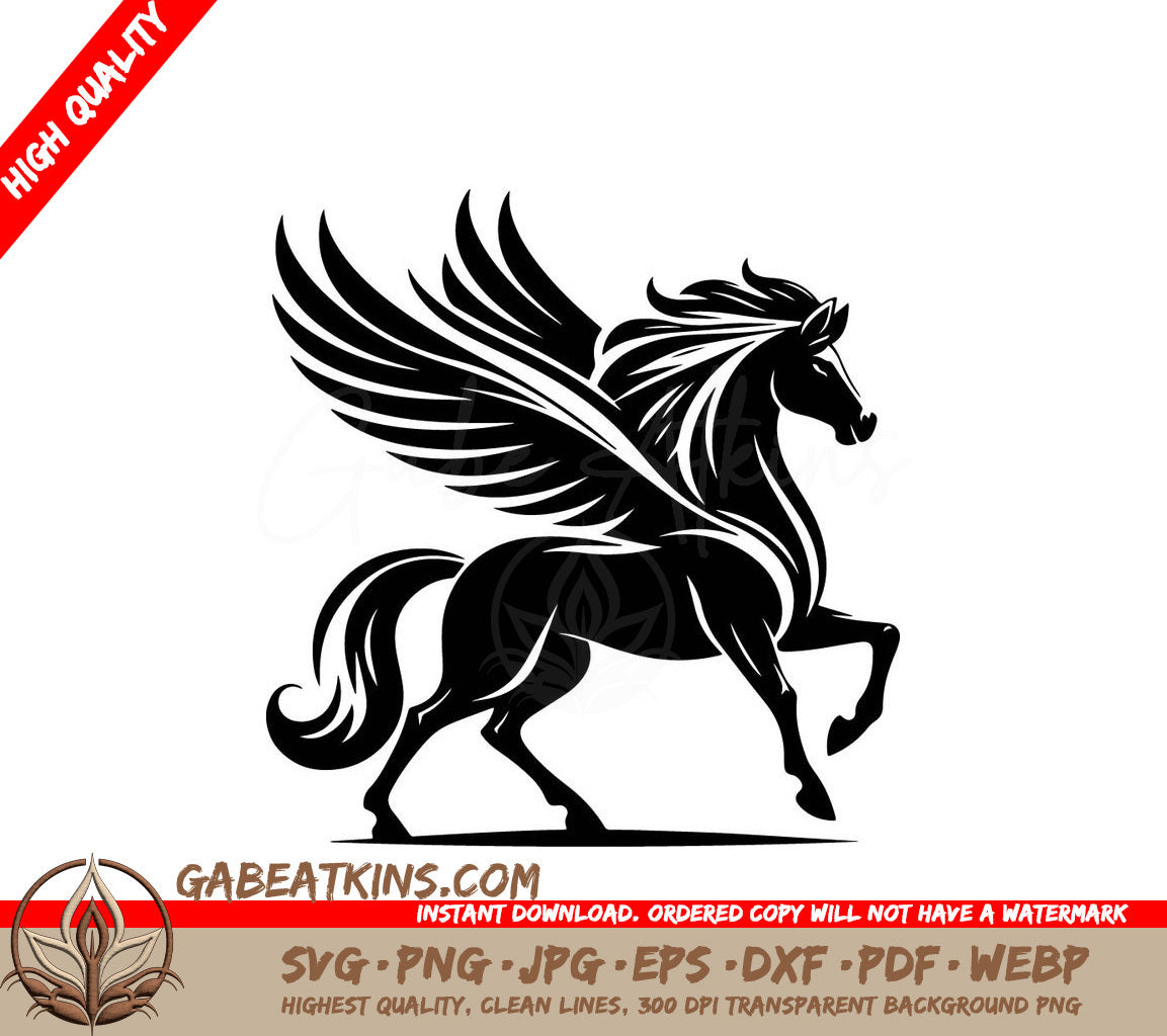 A Pegasus On Its Hind Legs SVG - Pegasus Silhouette Vector Illustration SVG