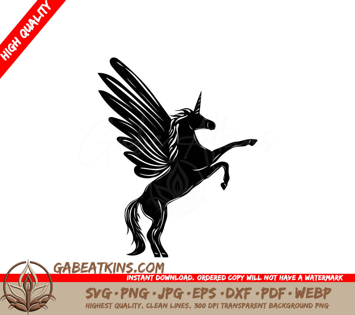 A Unicorn With Wings SVG - Pegasus unicorn with wings silhouette isolated SVG