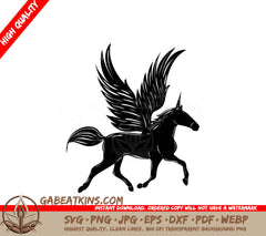 A Horse With Wings SVG - Pegasus unicorn with wings silhouette isolated vector SVG