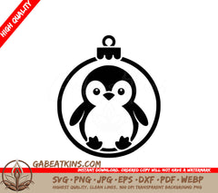 A Penguin In A Circle SVG - Penguin Ornament SVG
