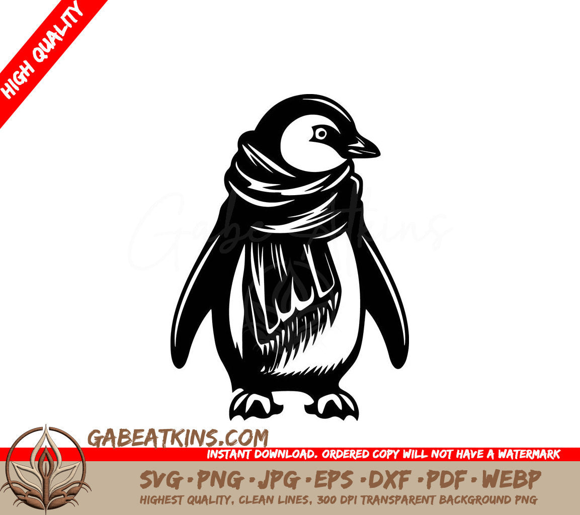 A Penguin Wearing A Scarf SVG - Penguin with Scarf SVG
