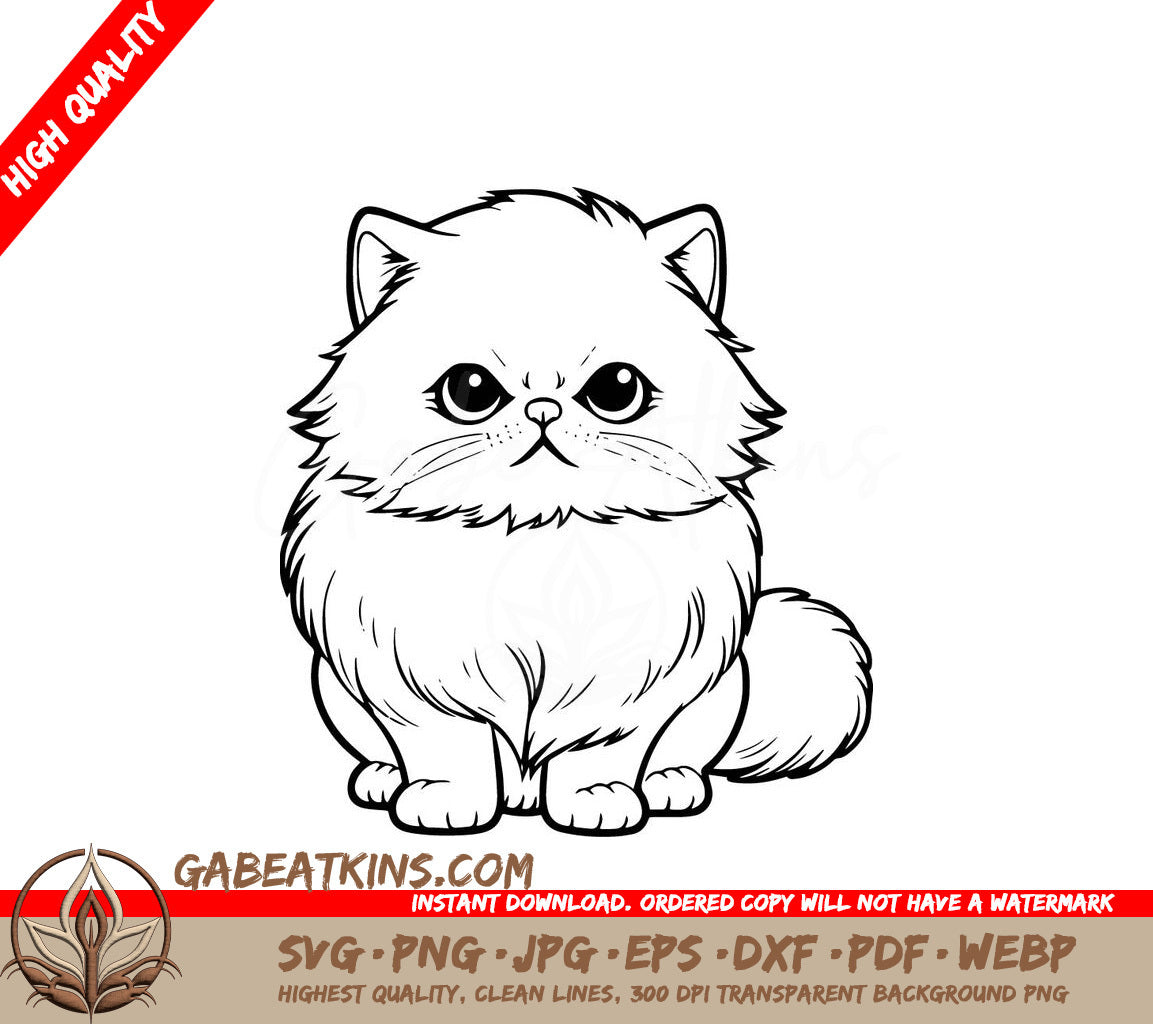 A Fluffy Cat SVG - Persian Purrfection SVG