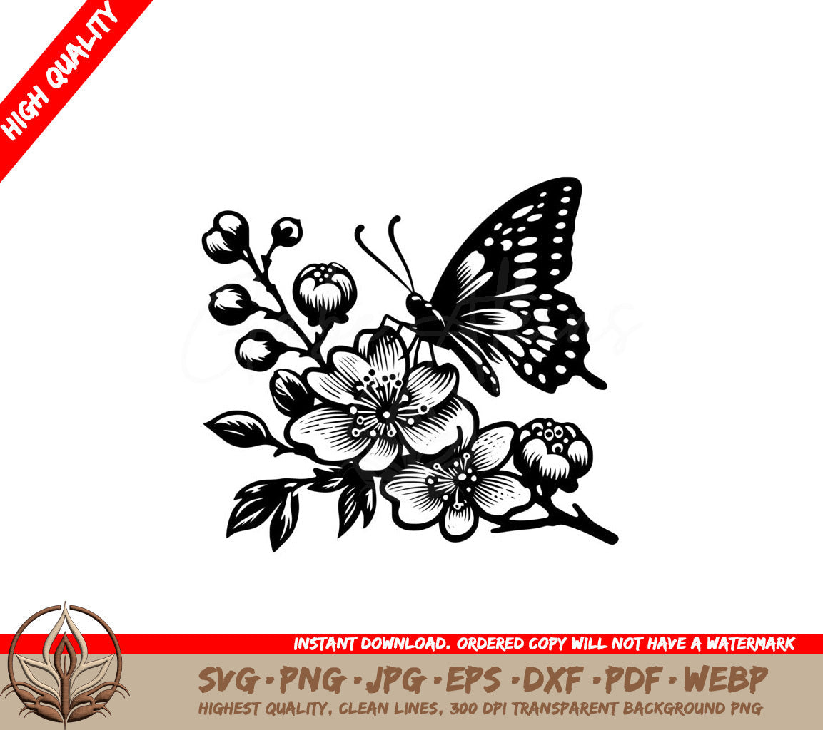 Petals and Butterfly Rest SVG Cut File