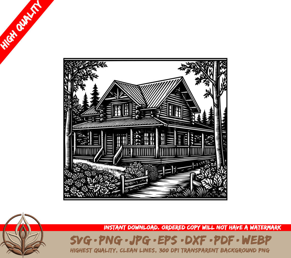 Pine Shadow Retreat SVG PNG JPG AI PDF DXF EPS and WebP Digital Download