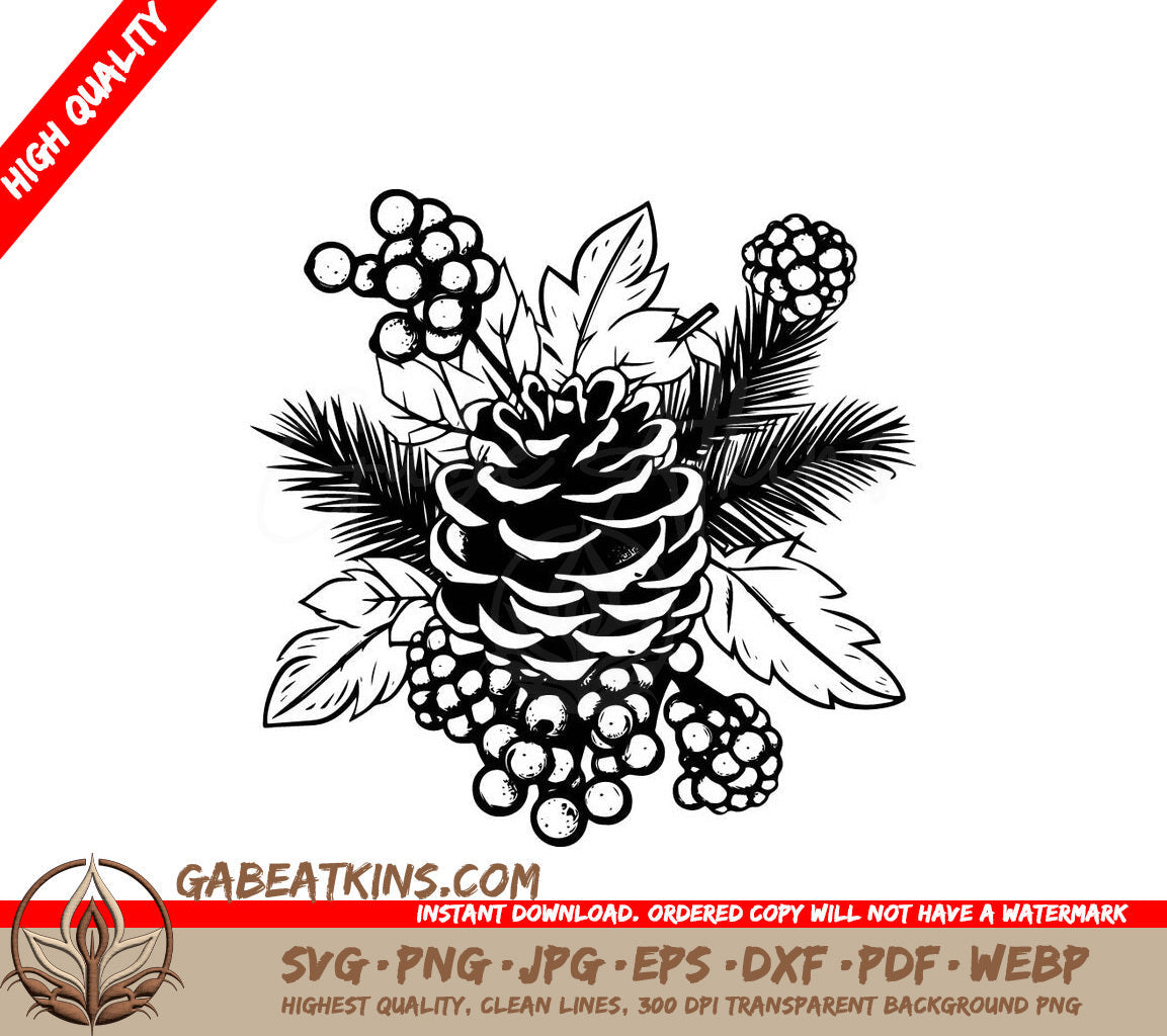 A Pine Cone And Berries SVG - Pinecone Berry Blend SVG