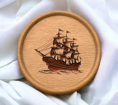 Sailboat SVG - Pirate Ship Silhouette in the Ocean SVG