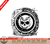 Pirate Skull with Horns Circle SVG - Design SVG