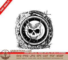 Pirate Skull with Horns Circle SVG - Design SVG