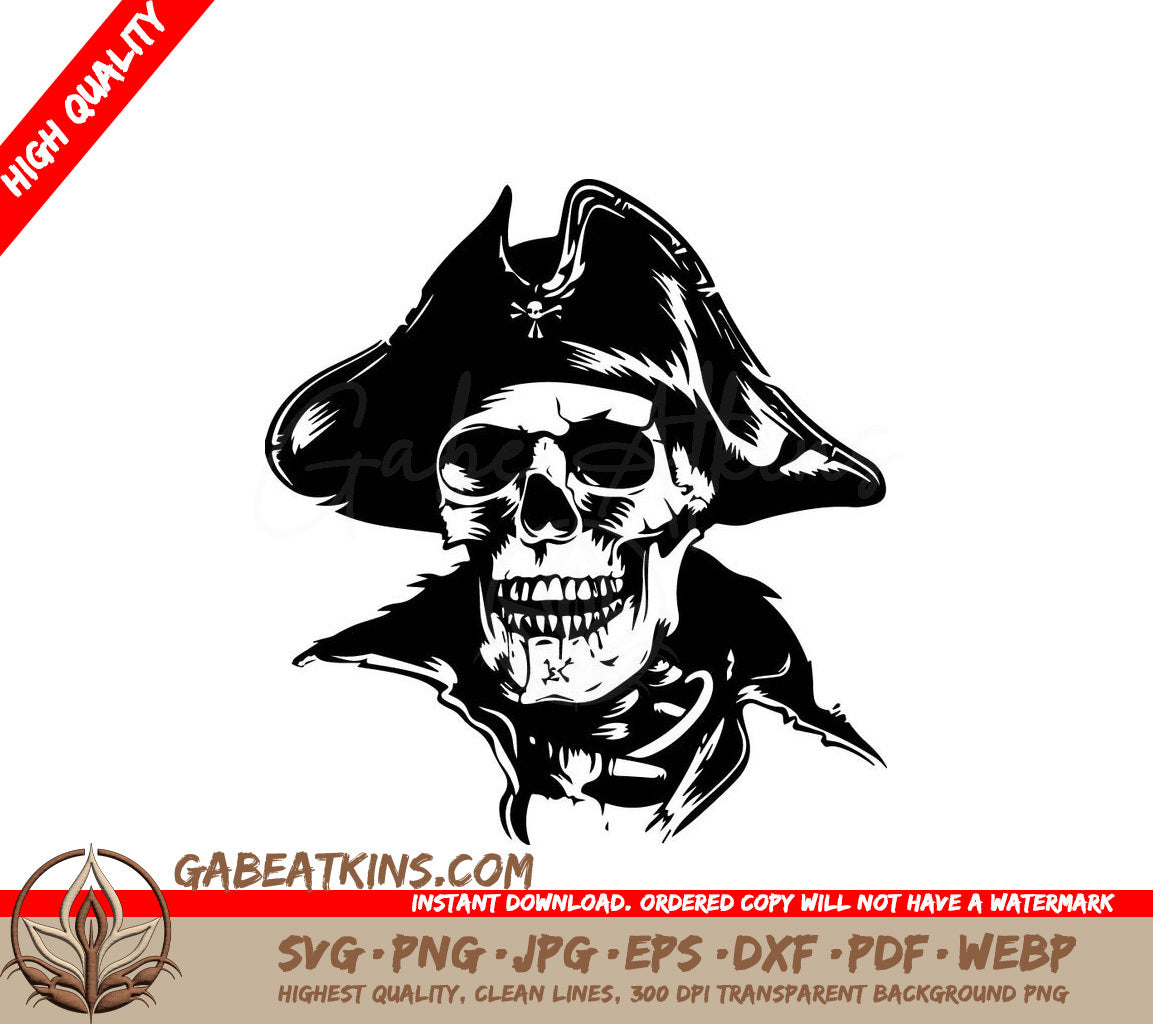 Pirate Skull SVG - Drawing with Hat SVG