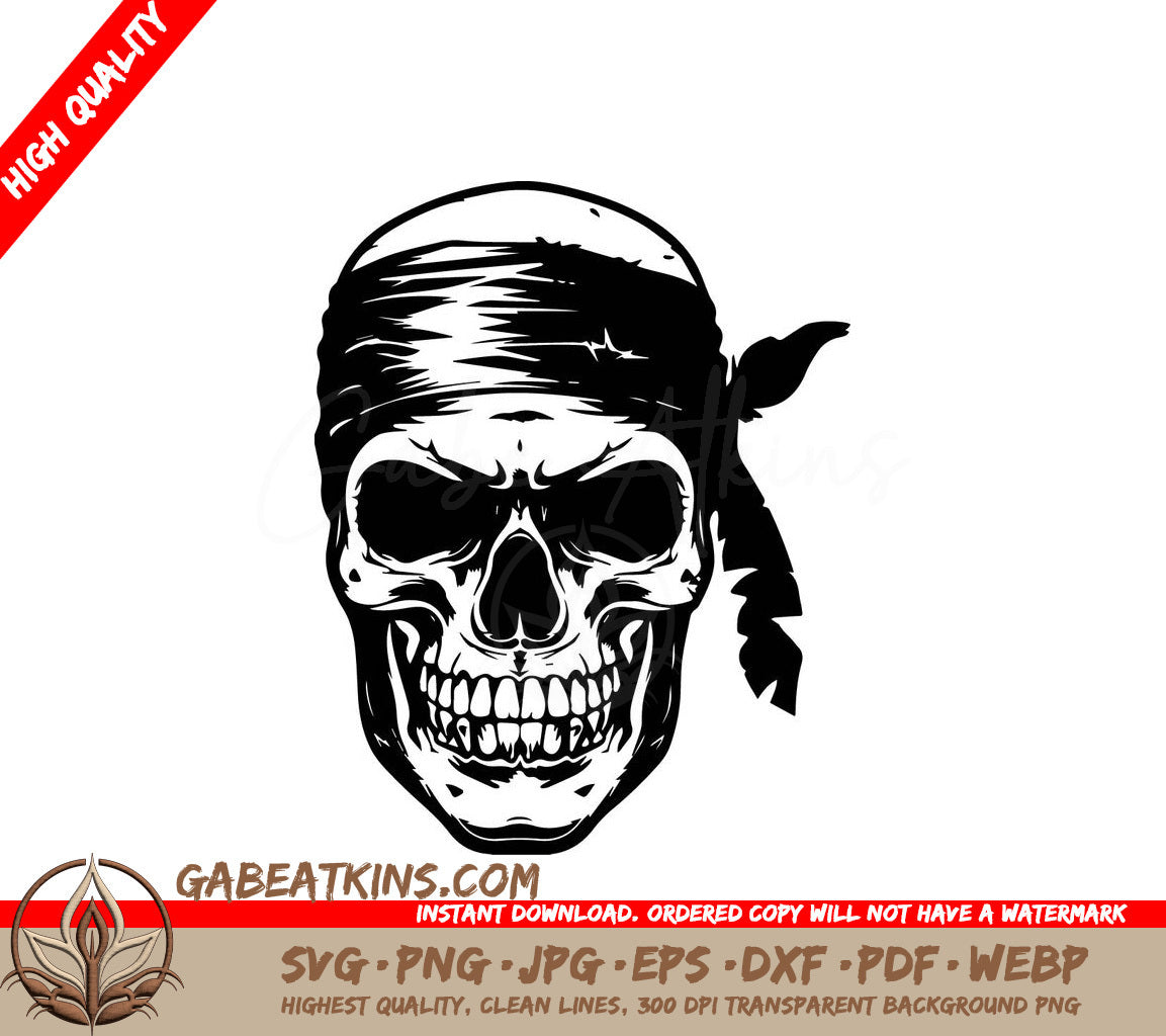 Pirate Skull Bandana SVG - Drawing Illustration SVG