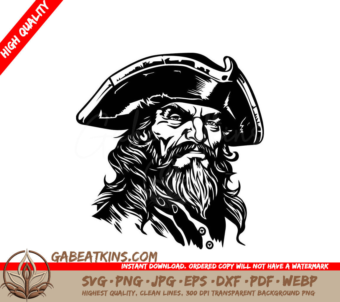 Pirate Bearded Man SVG - Vector Illustration SVG