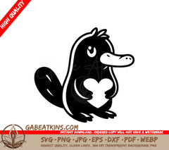 A Duck Holding A Heart SVG - Platypus Love SVG