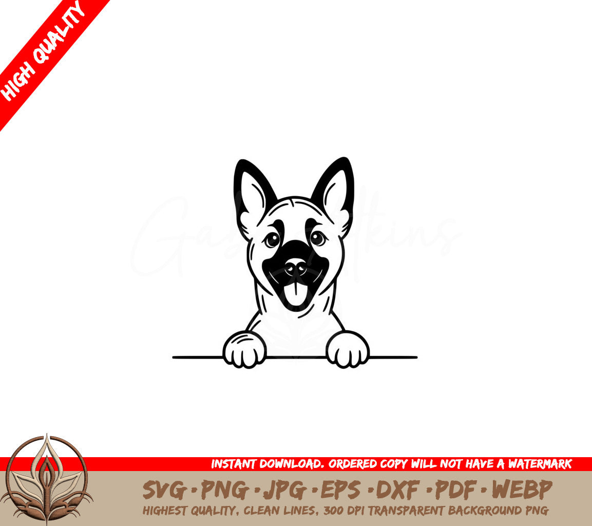 Playful Belgian Malinois Peeking SVG
