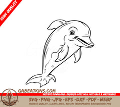 A Smiling Dolphin SVG - Playful Dolphin SVG
