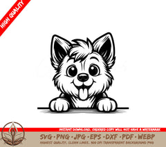 Playful German Shepherd Peeking SVG