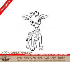 A Baby Giraffe SVG - Playful Giraffe SVG