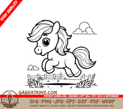 A Pony Running In A Field SVG - Playful Pony Jump SVG