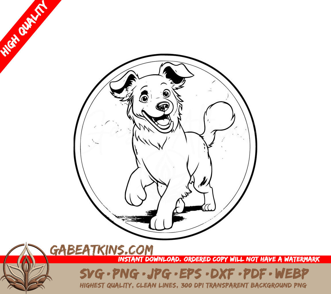 A Dog Running In A Circle SVG - Playful Pup SVG