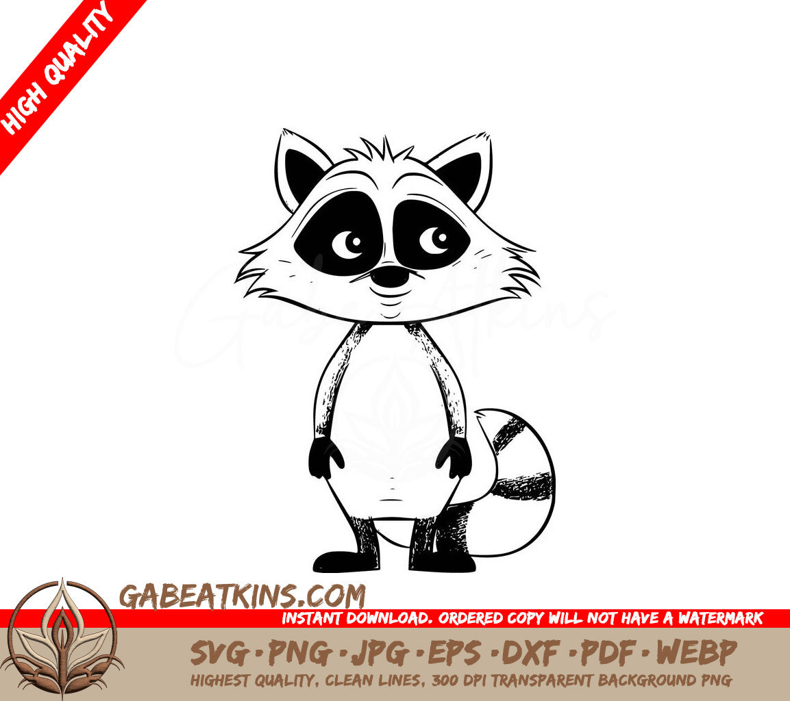 A Raccoon On A White Background SVG - Playful Raccoon SVG