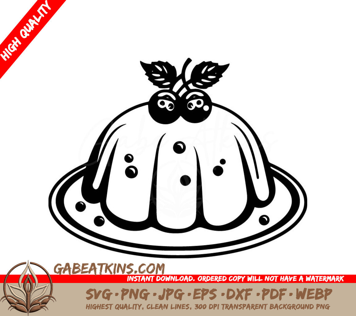 A Pudding With Berries On Top SVG - Plum Pudding Dessert SVG