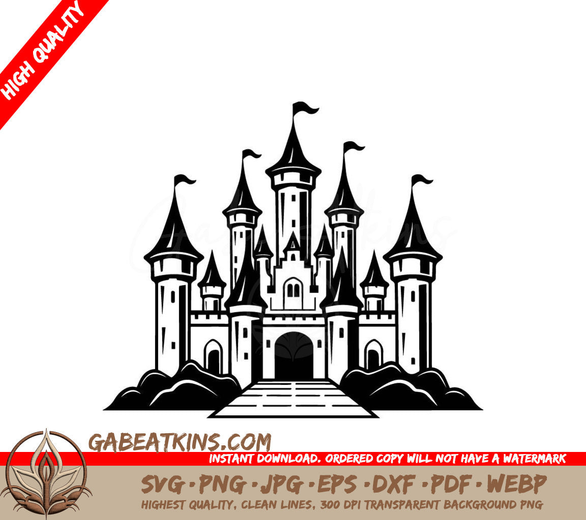 Castle with Flags SVG - Intricate Mini Truck Vector Design SVG