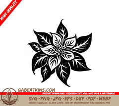 A Flower With Leaves And Berries SVG - Poinsettia Bloom SVG
