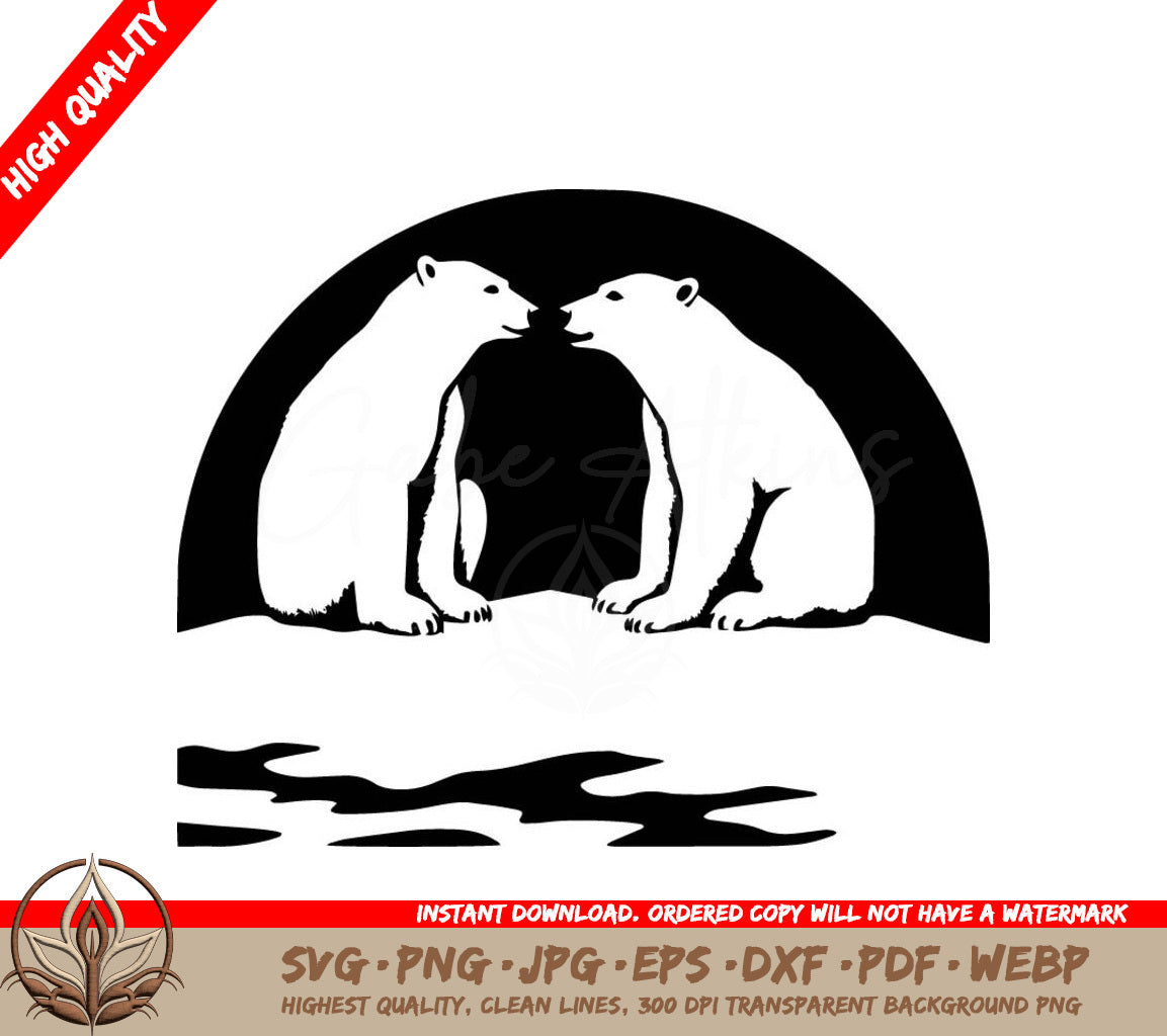 A Couple Of Polar Bears Sitting Next To Each Other