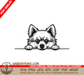 Chihuahua & Pomeranian Peeking Over Wall SVG SVG