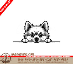Chihuahua & Pomeranian Peeking Over Wall SVG SVG
