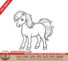 A Horse With A Long Mane SVG - Pony Charm SVG