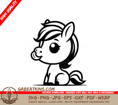 A Pony With A Rainbow Mane SVG - Pony Licking Nose SVG