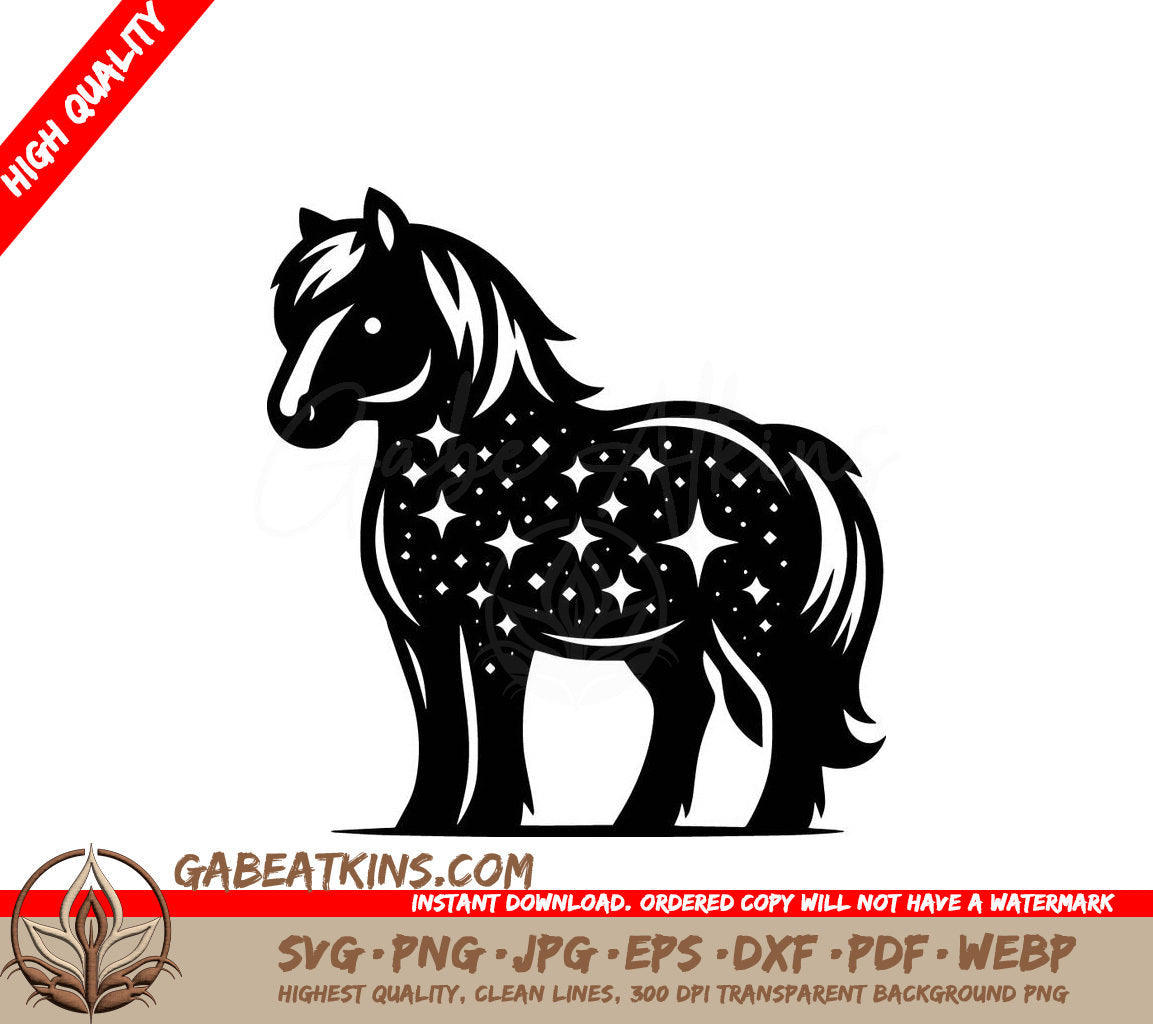 A Horse With Stars On Its Coat SVG - Pony Starry Night SVG