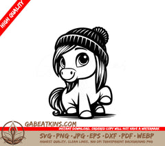 A Pony Wearing A Hat SVG - Pony in Beanie SVG