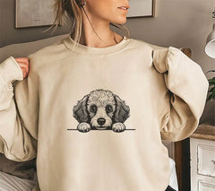 Poodle Peeking Over Wall SVG - Paw Print Design SVG