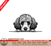 Poodle Peeking Over Wall SVG - Dog Paw Print Design SVG