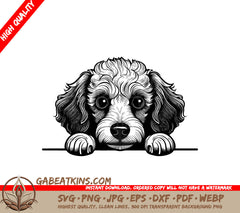 Poodle Peeking Over Wall SVG - Paw Print Design SVG
