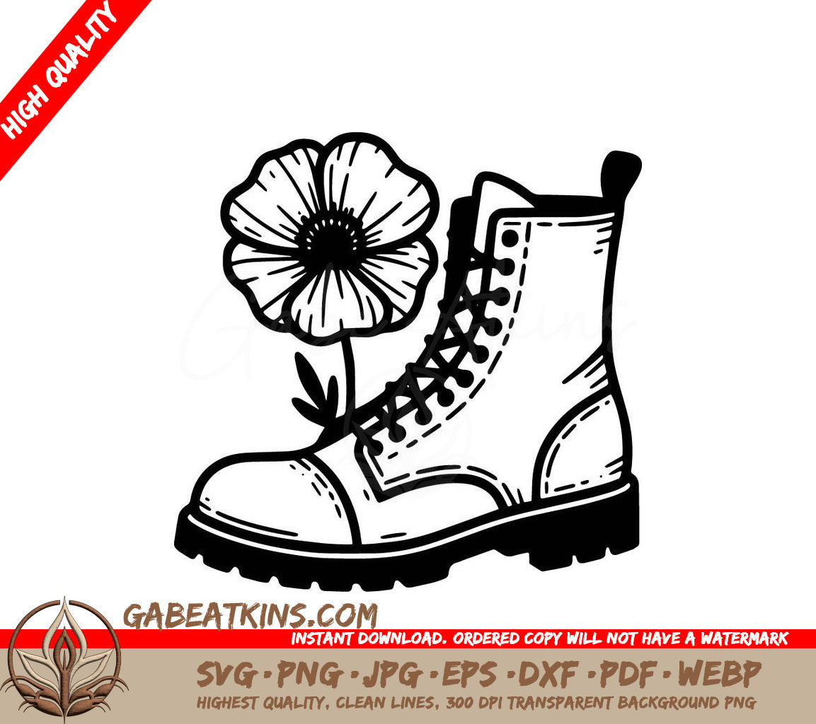A Boot With A Flower On It SVG - Poppy Combat Tribute SVG