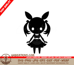 Cute Halloween Girl with Pigtails SVG - Pumpkin Potion Making Crewmate Design SVG