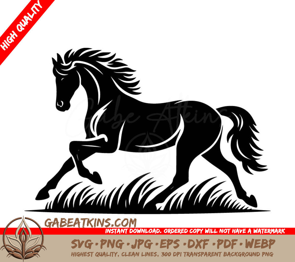 A Horse Running In The Grass SVG - Prairie Runner Majesty SVG