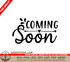 Pregnancy Announcement Coming Soon SVG - Black Text on White SVG