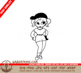 Kawaii Anime Girl in Baseball Cap SVG - Chibi Manga Illustration Clipart SVG