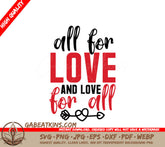 Pride All For Love SVG - Red & Black Design SVG