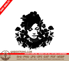 A Woman Surrounded By Flowers SVG - Primrose Lady SVG