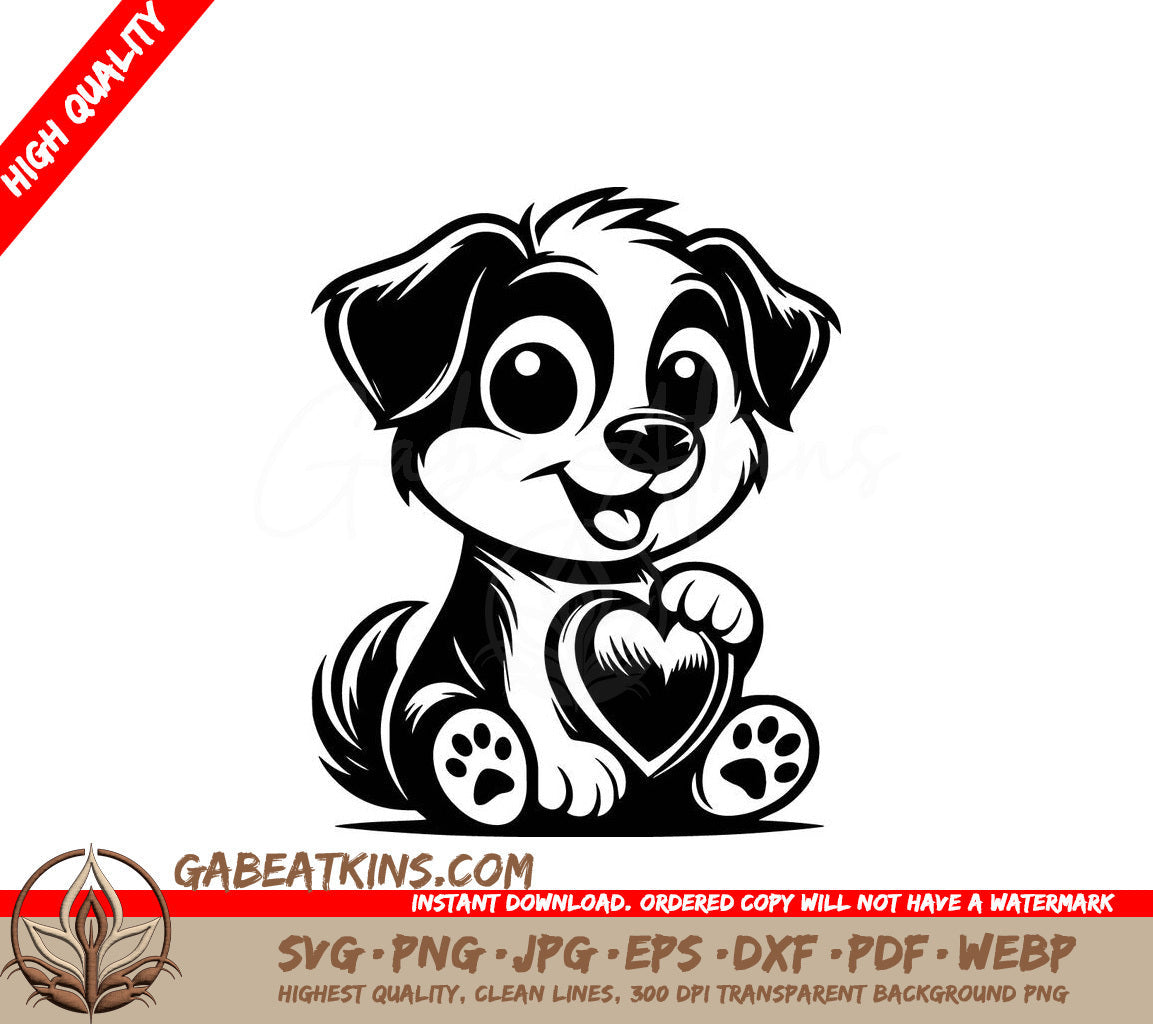 A Puppy Holding A Heart SVG - Puppy Love SVG