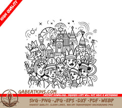 People with Castles SVG Illustration SVG