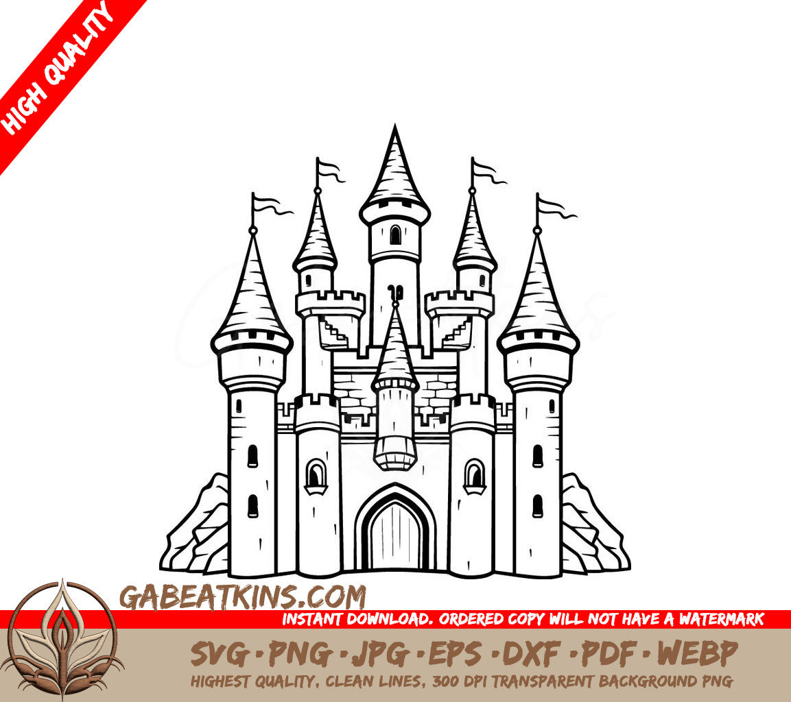 Castle with Flags SVG - Quest for the Crystal Heart SVG