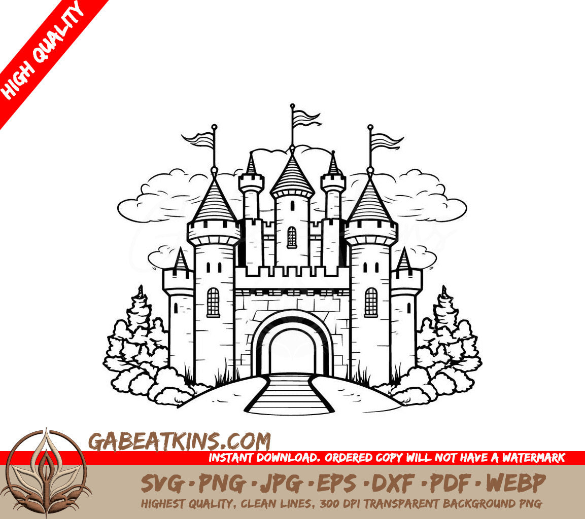 Castle with Flags SVG - Alchemy & Magic Quest for the Philosophers Stone SVG