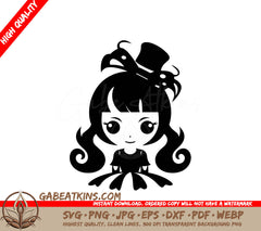 Western Girl with Top Hat SVG - Cowboy Gun Emblem Vector SVG