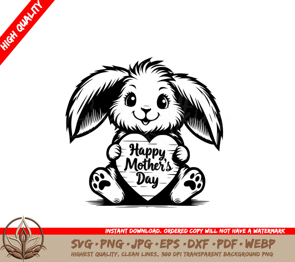 Rabbits Mothers Day Sign SVG PNG JPG AI PDF DXF EPS and WebP Digital File Download