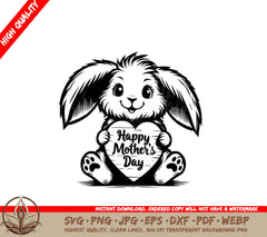 Rabbits Mothers Day Sign SVG PNG JPG AI PDF DXF EPS and WebP Digital File Download